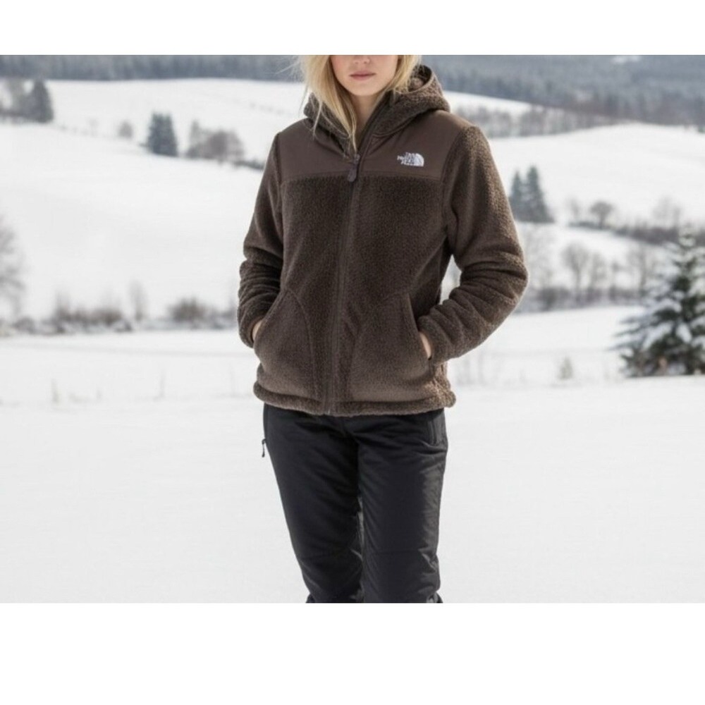 The North Face Oso Hoodie Womens Small Brown Full Zip Fuzzy Soft Fleece